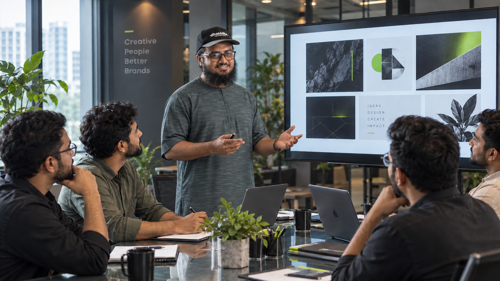 The Minus Point studio at work on design and print jobs